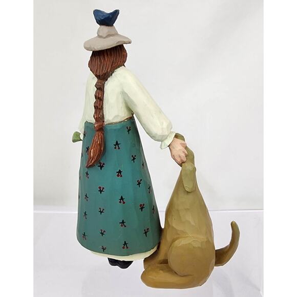 Williraye Saxony Girl & Sitting Golden Dog Figure WW1031 Bluebird Head Americana - Picture 6 of 8